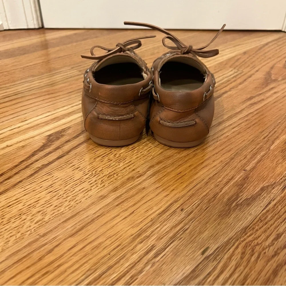 Anthropologie Bibilou Bibi Lou Leather Boat Shoes Brown Cognac Women’s EU 37 6.5